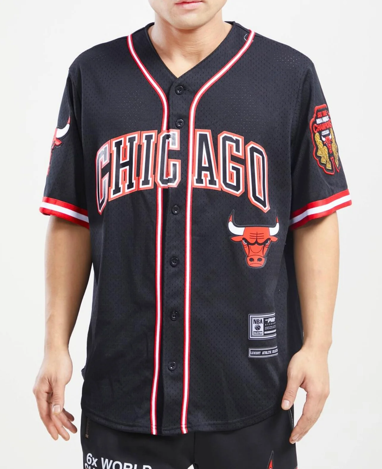 Chicago Bulls Black Logo Mesh Button Up Shirt