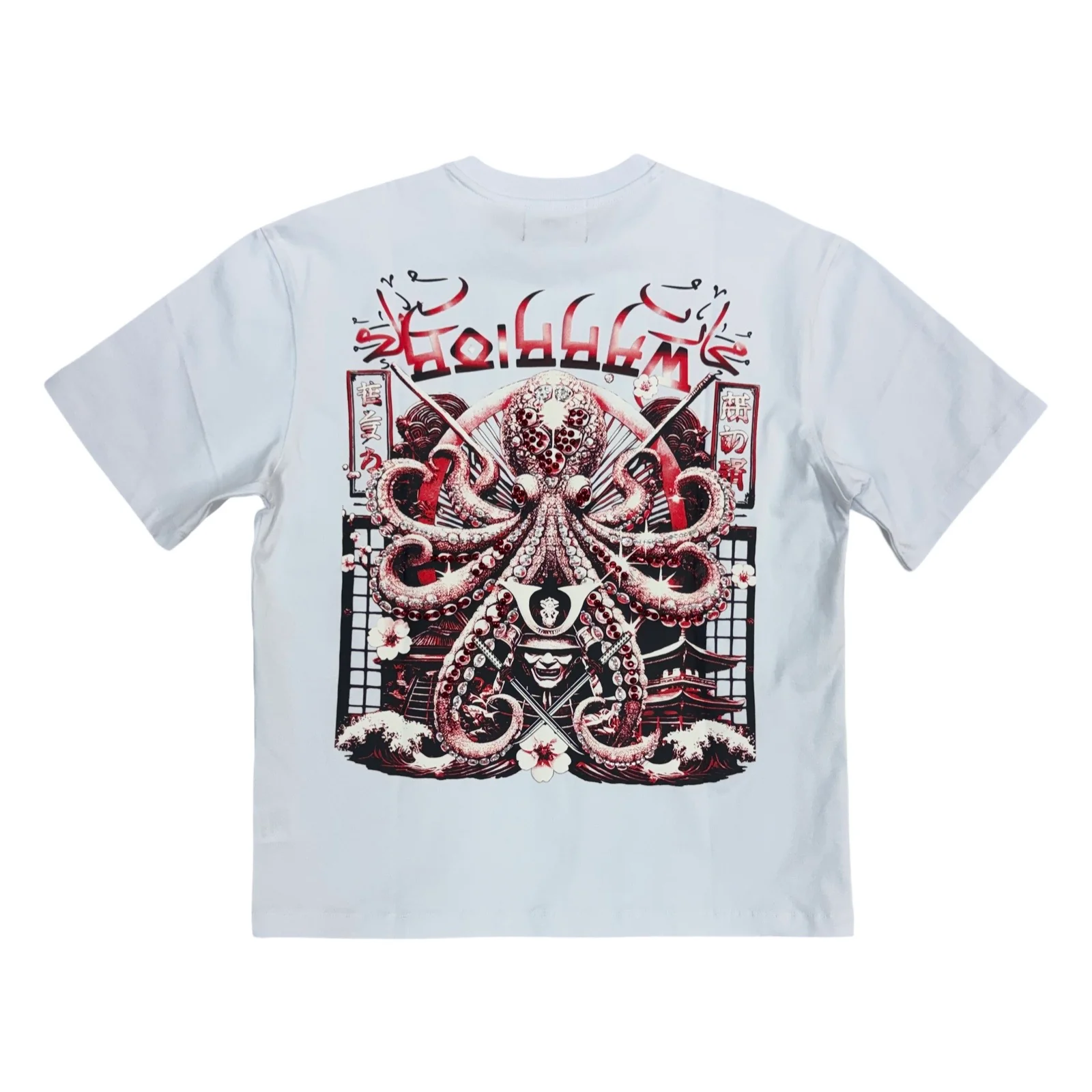 Denim City “Warriors” White/Red Stones Tee