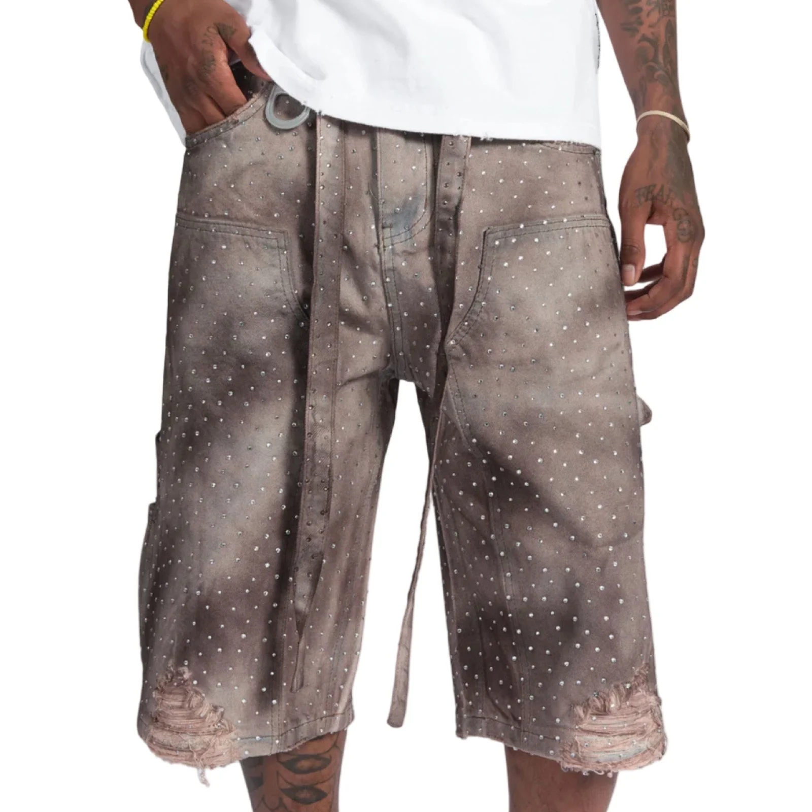 Gala “Show” Stones Acid Wash Shorts