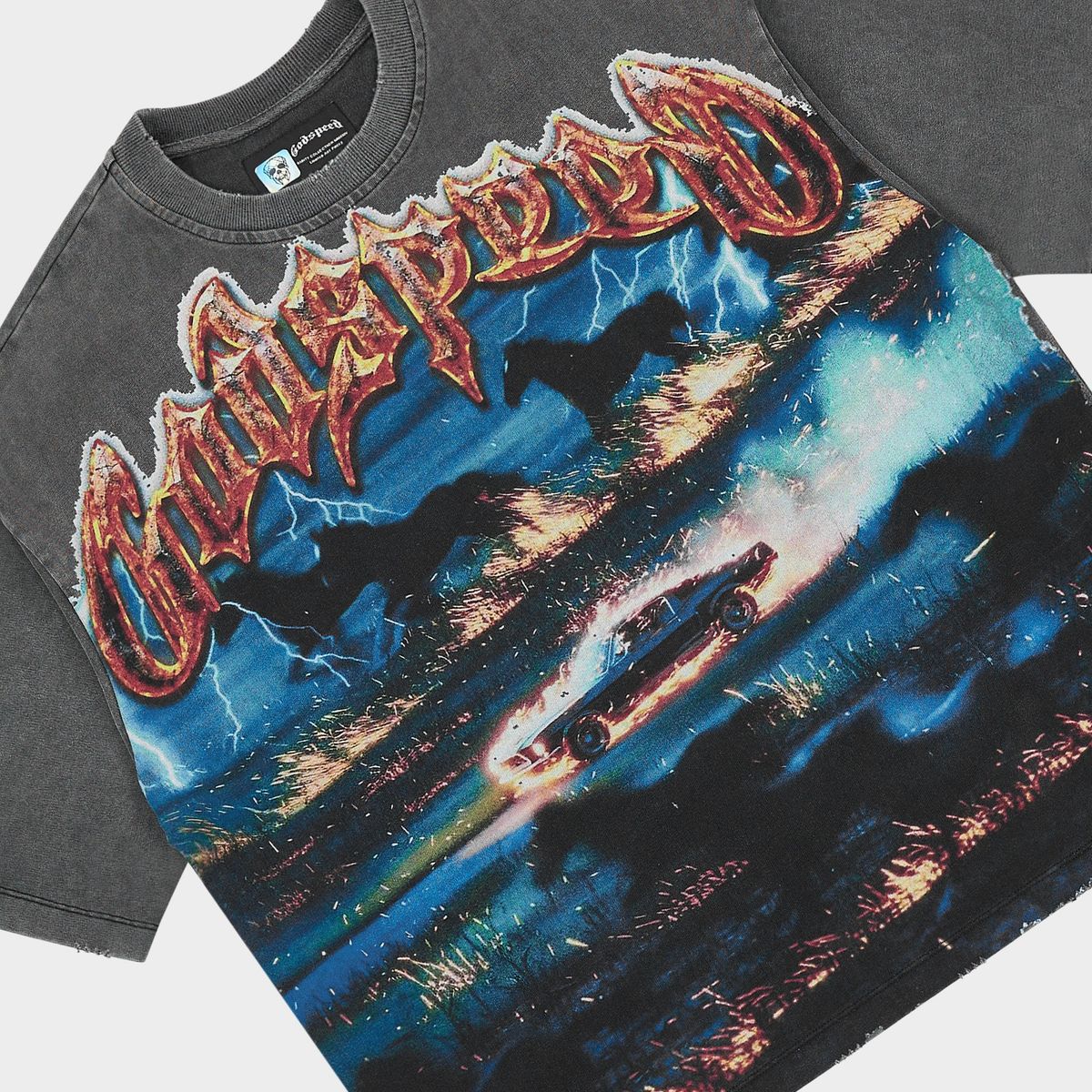 Godspeed “Horsepower” Grey Wash Tee - Image 2