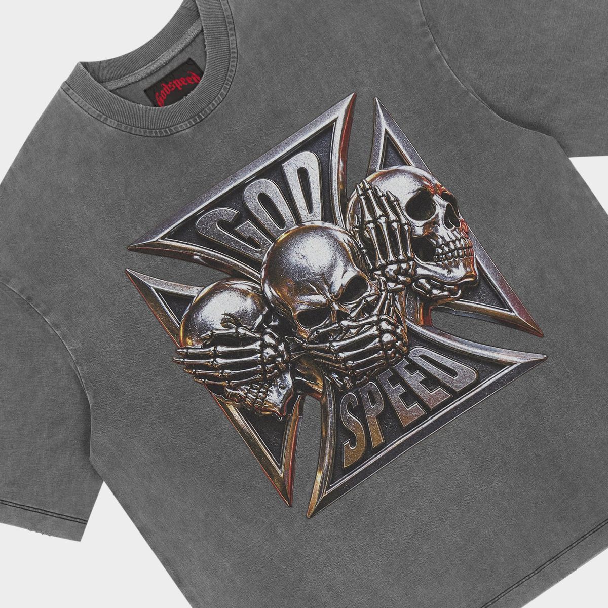 Godspeed “Omerta” Grey Wash Tee - Image 2
