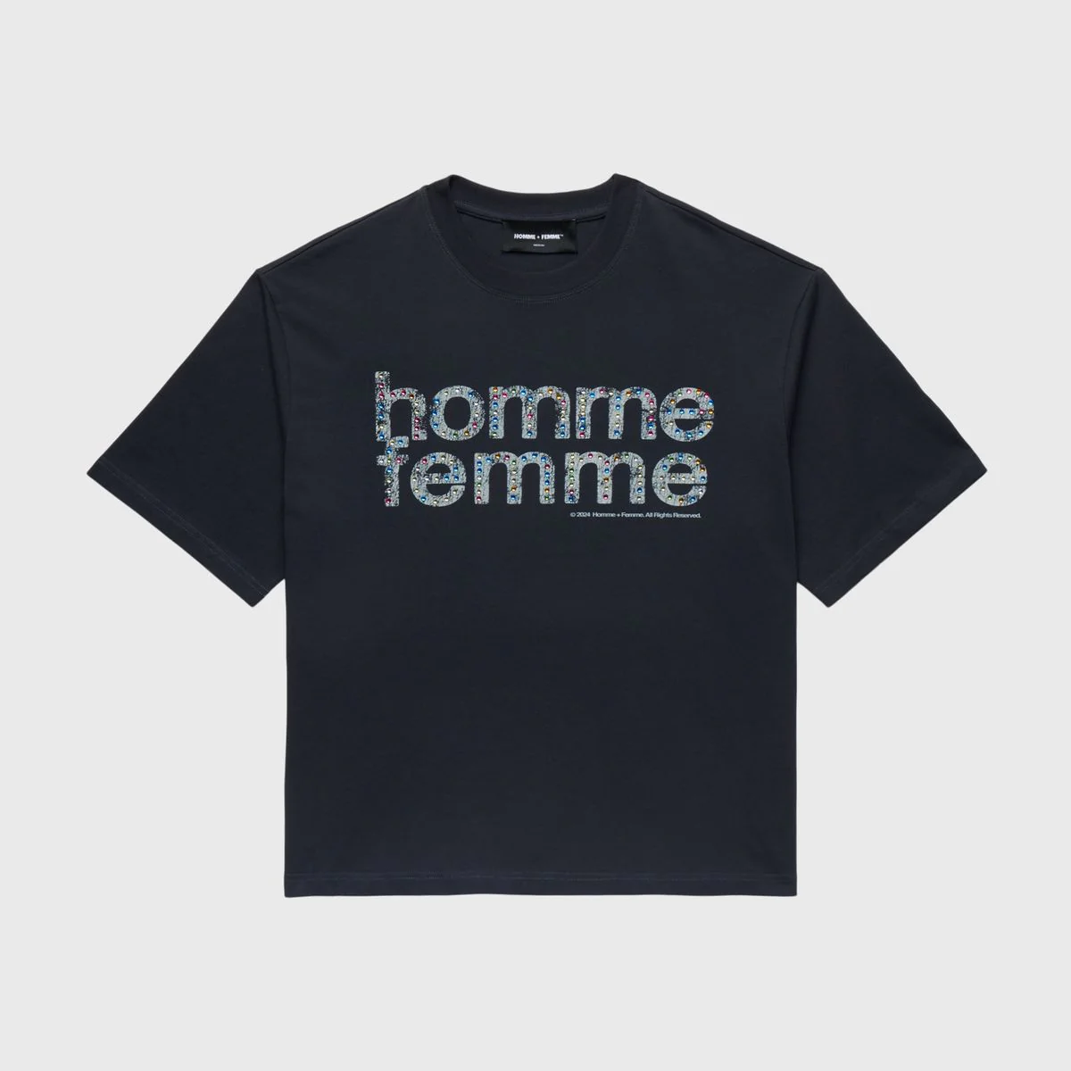 Homme Femme “Mardi Gras” Cropped Black Tee