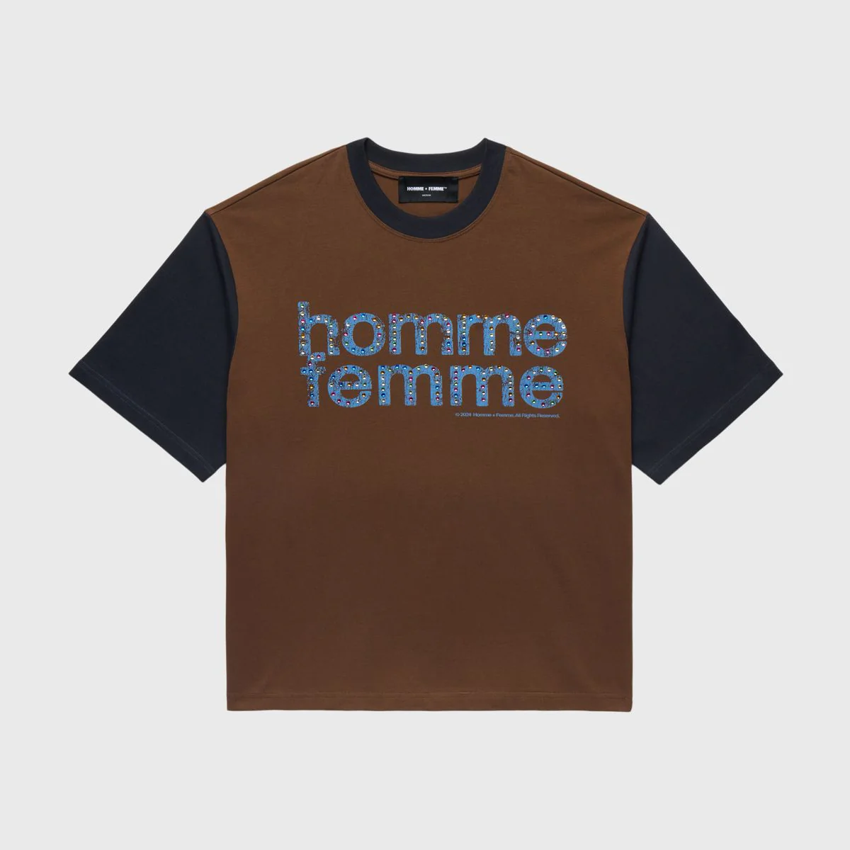 Homme Femme “Mardi Gras” Cropped Brown Tee