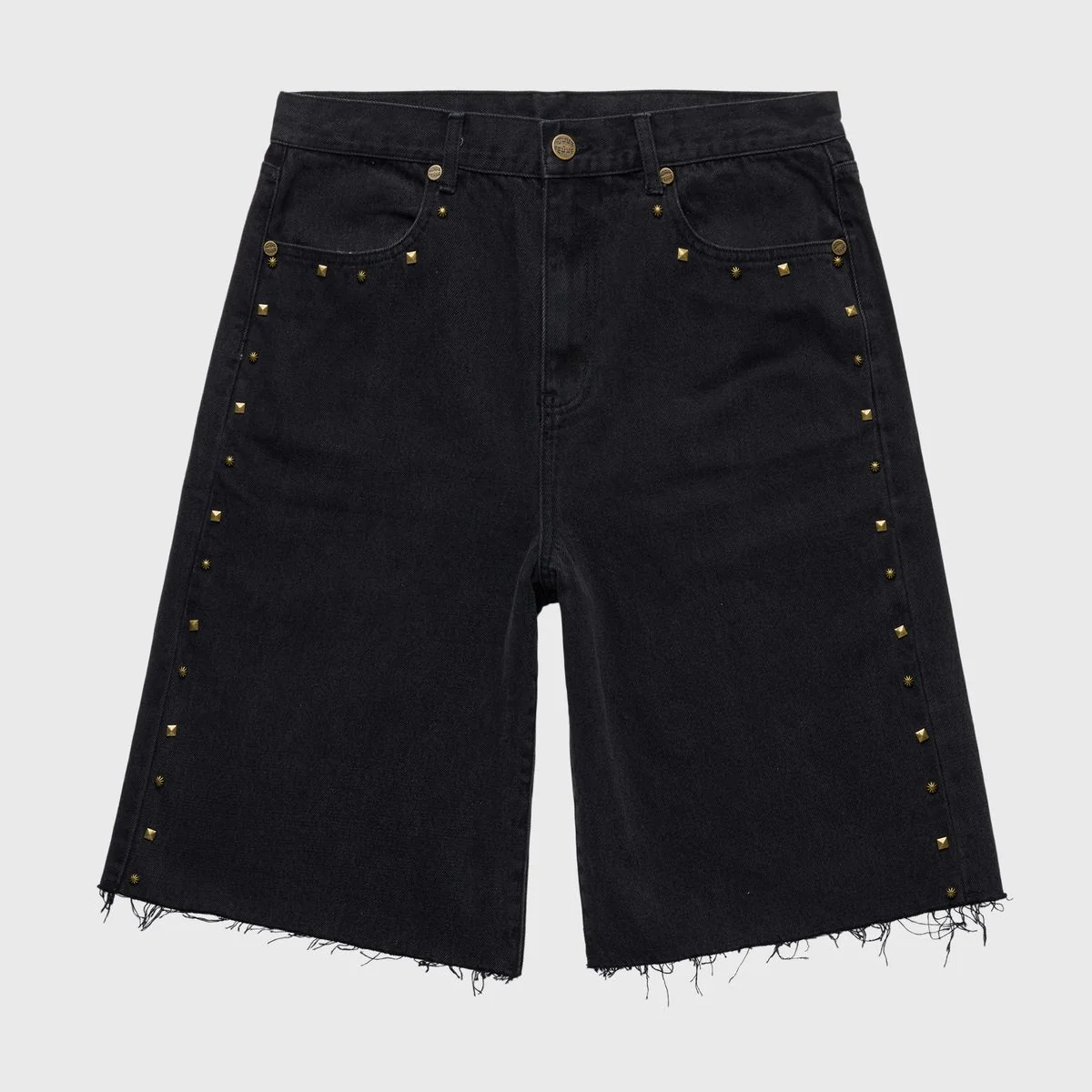 Homme Femme Studded Denim Black Shorts
