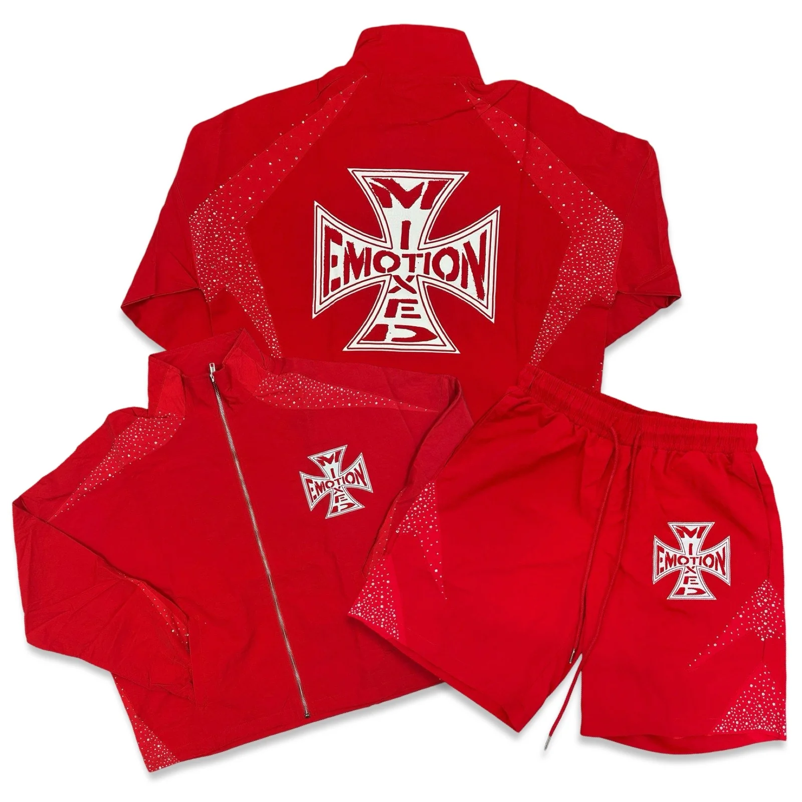 Mixed Emotion “Classic” Red Nylon Short Set