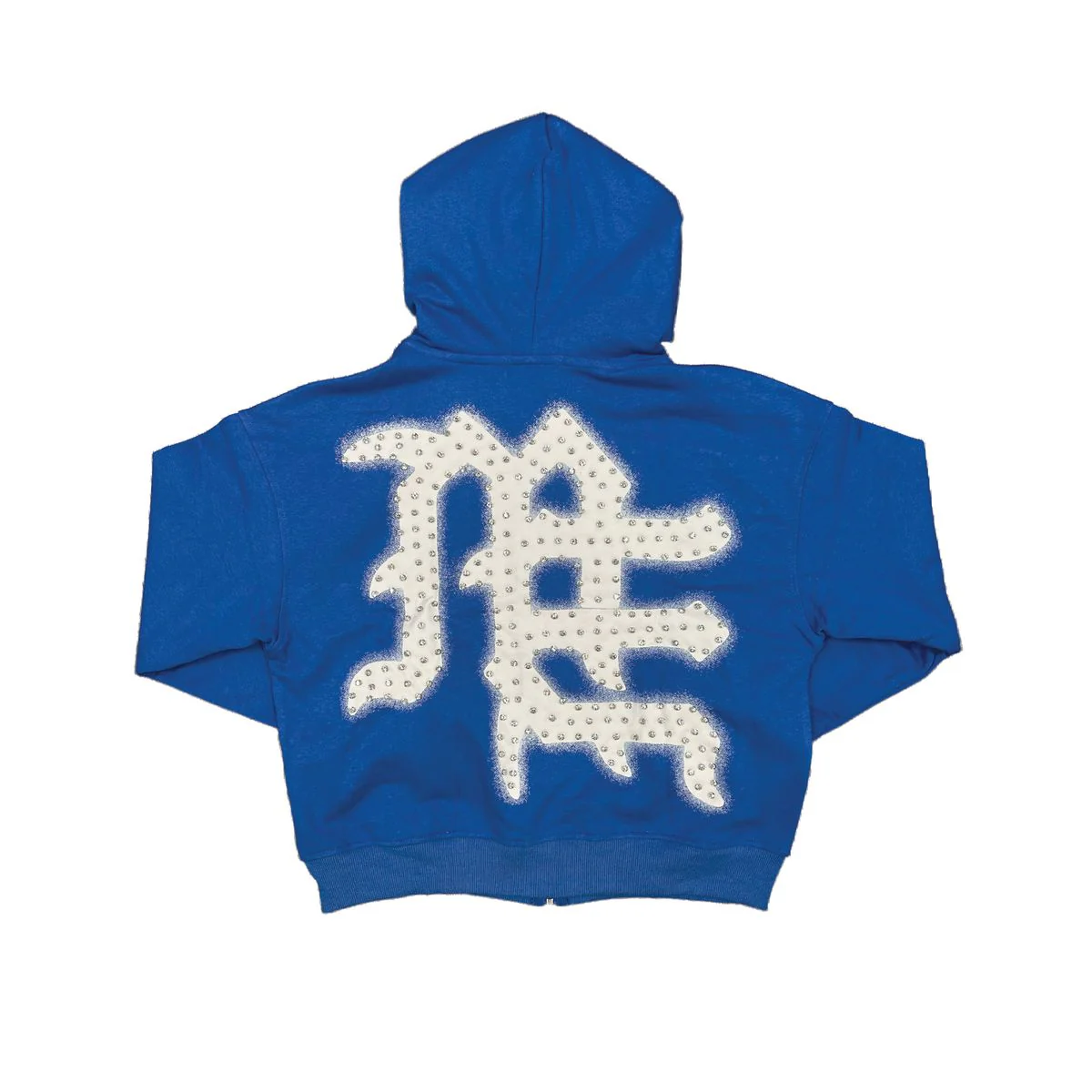 Mixed Emotion “End” Rhinestone Blue Hoodie - Image 2