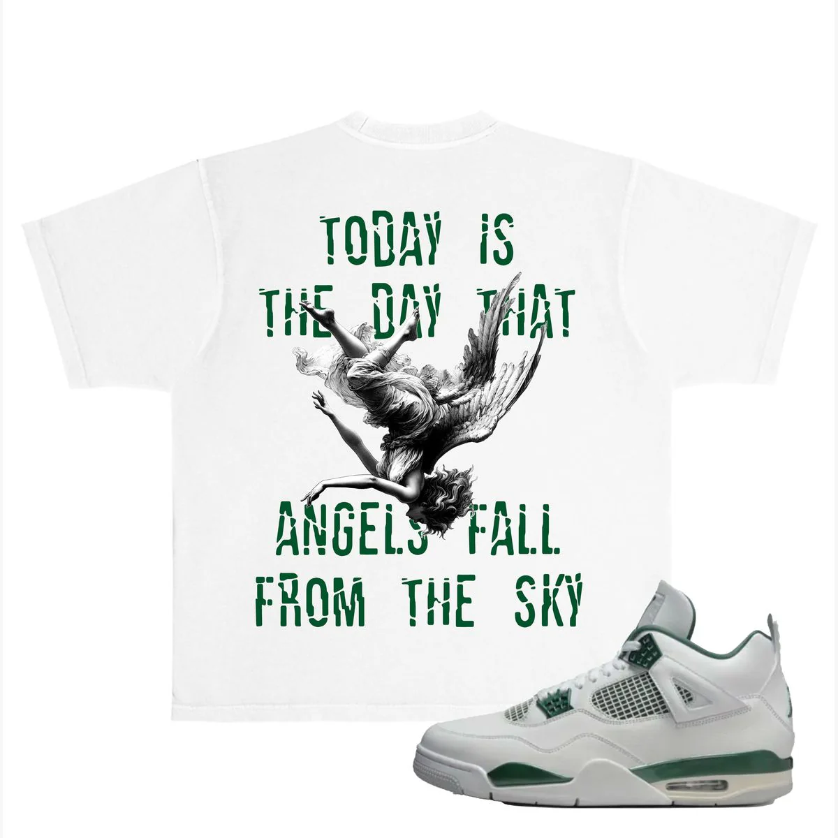 November Reine “Angels Fall” Green Heavyweight Tee