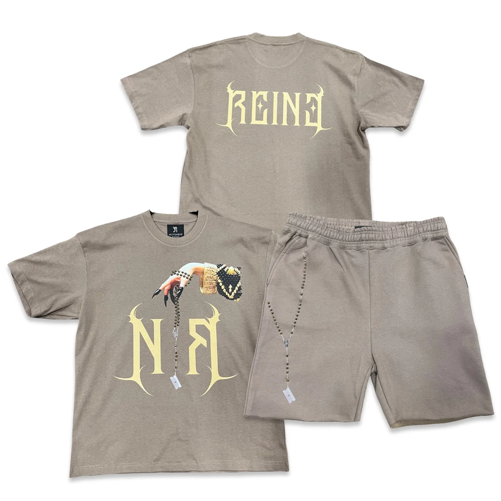 November Reine “Razor” Stone Taupe Short Set