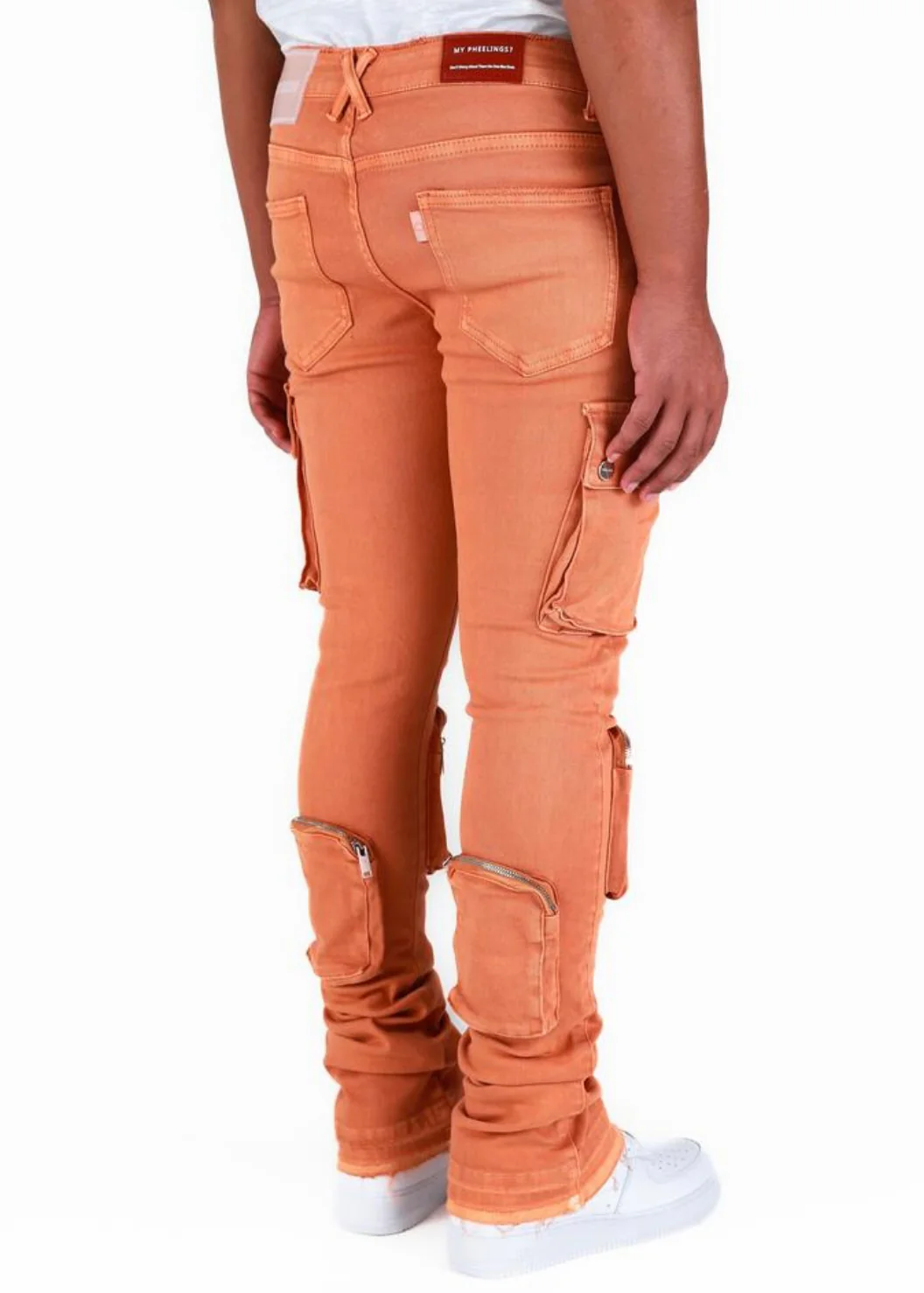 Pheelings “Never Look Back” Salmon Cargo Flare Jeans - Image 2