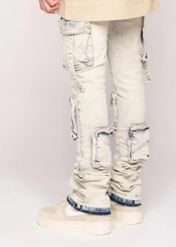 Pheelings “Never Look Back” Sand Cargo Flare Jeans - Image 2