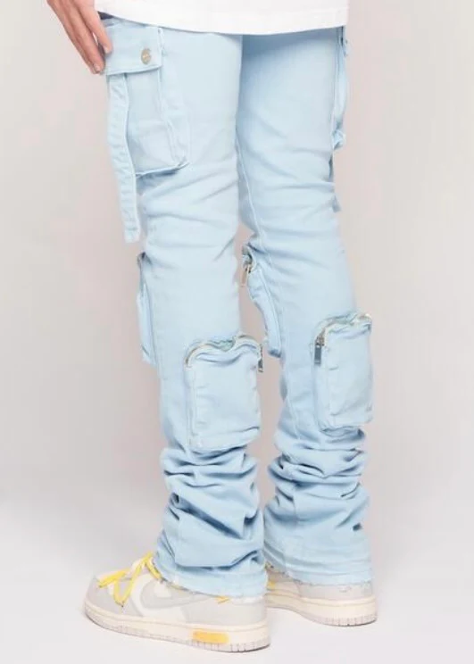Pheelings “Never Look Back” Sky Blue Cargo Flare Jeans - Image 2