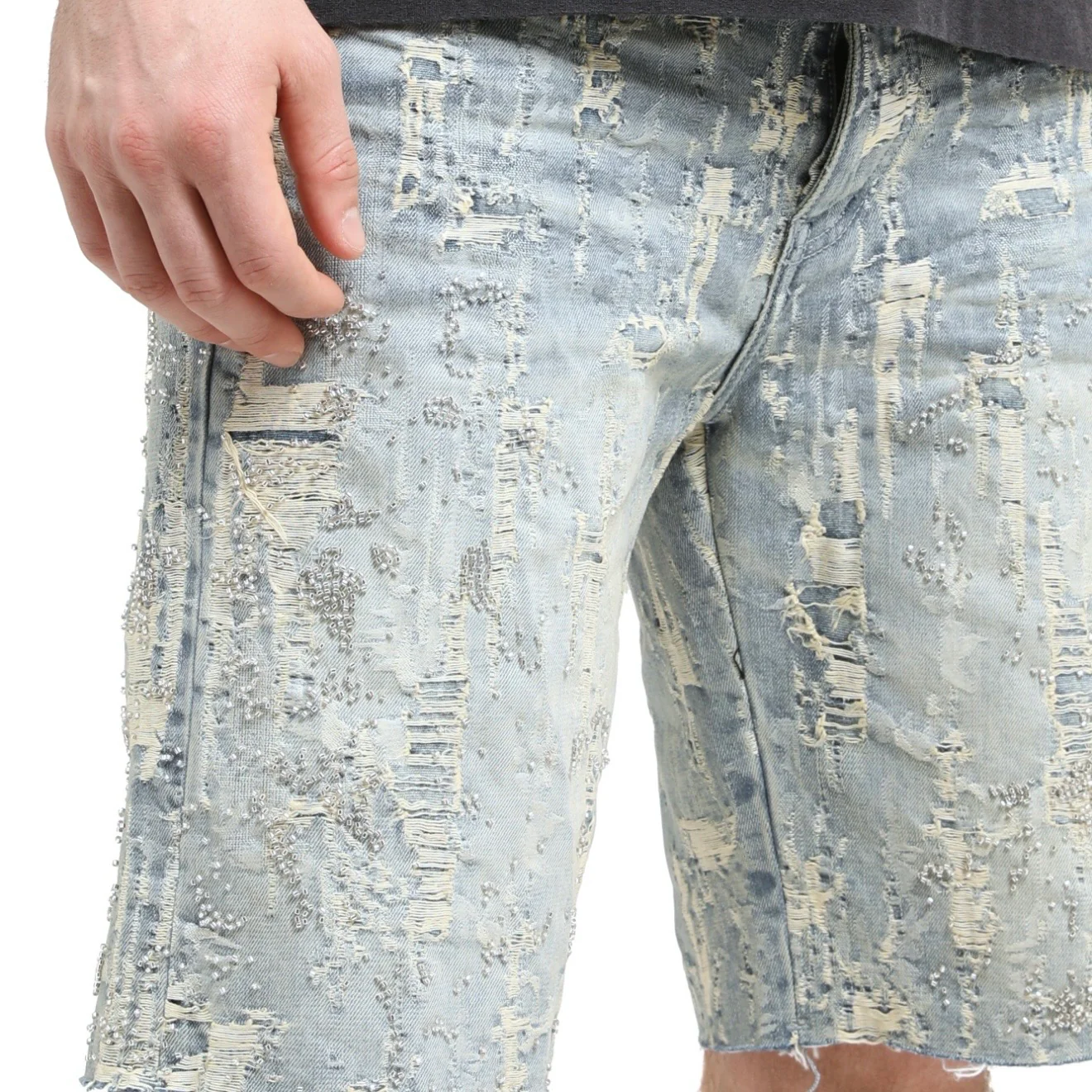 Purple Brand Bead Splatter Destroy Shorts - Image 2