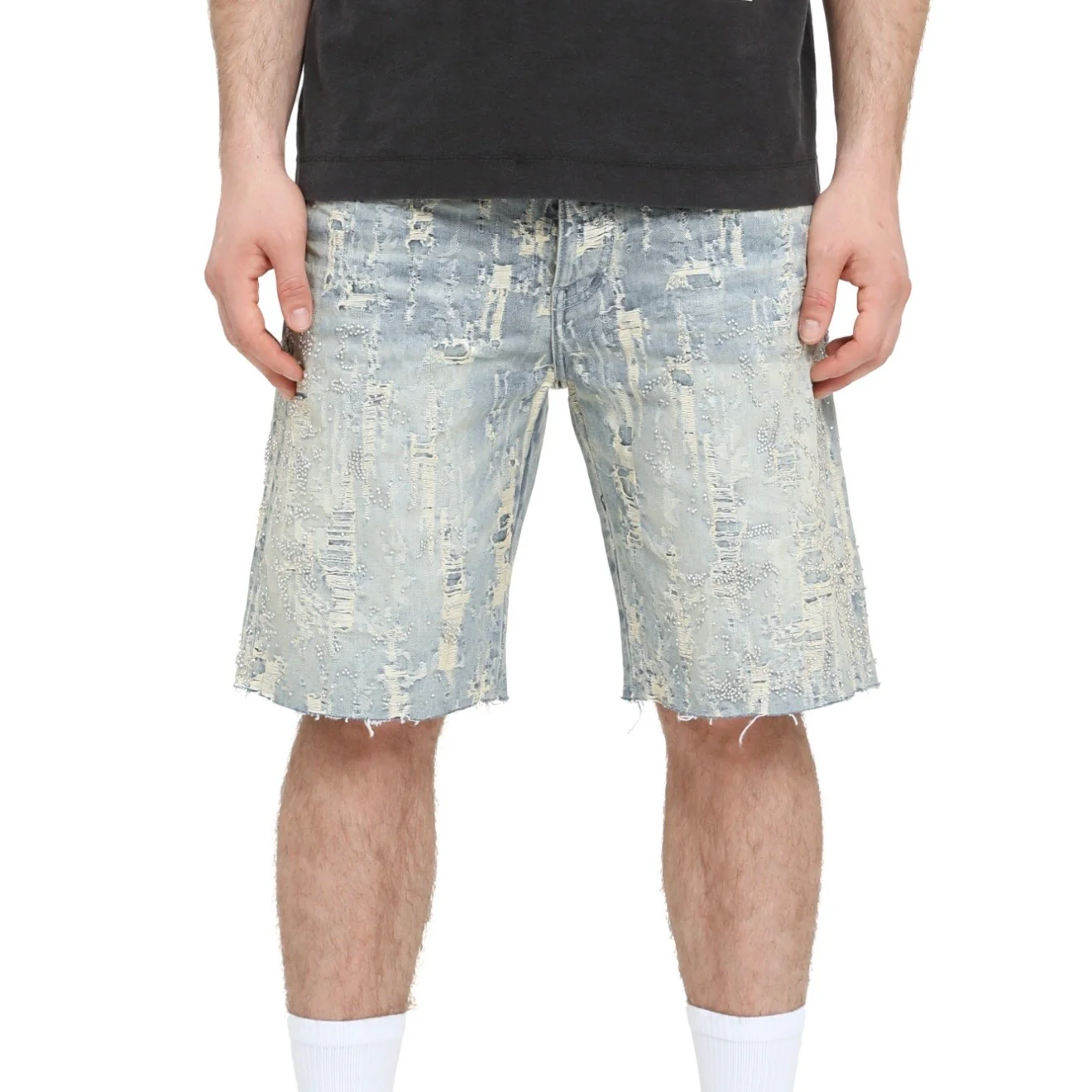 Purple Brand Bead Splatter Destroy Shorts - Image 3