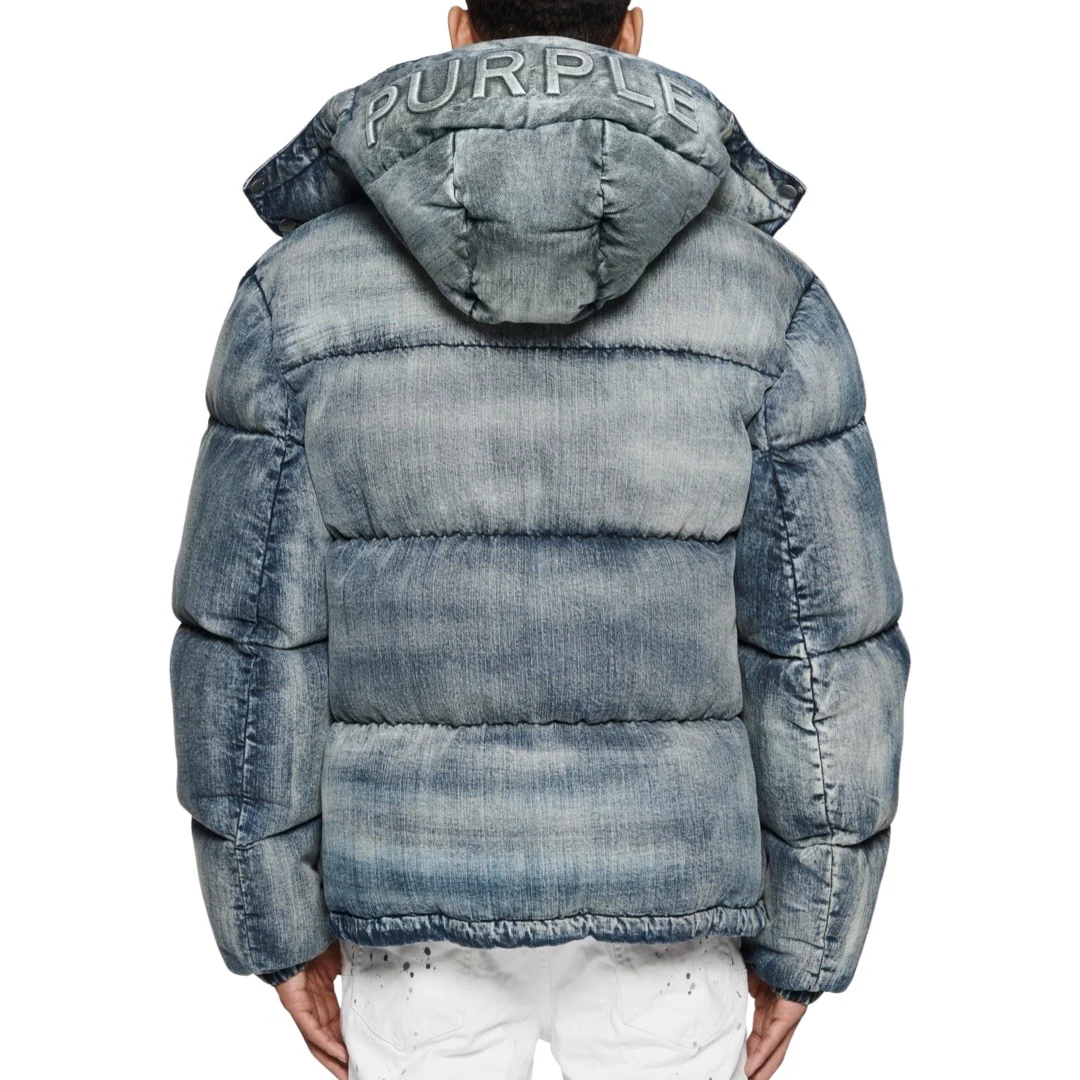 Purple Brand Mid Indigo Denim Puffer Jacket - Image 2