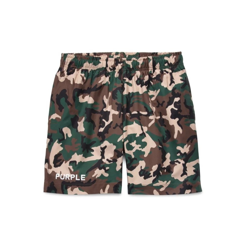 Purple Brand Nylon All Round Water Print Camo Short