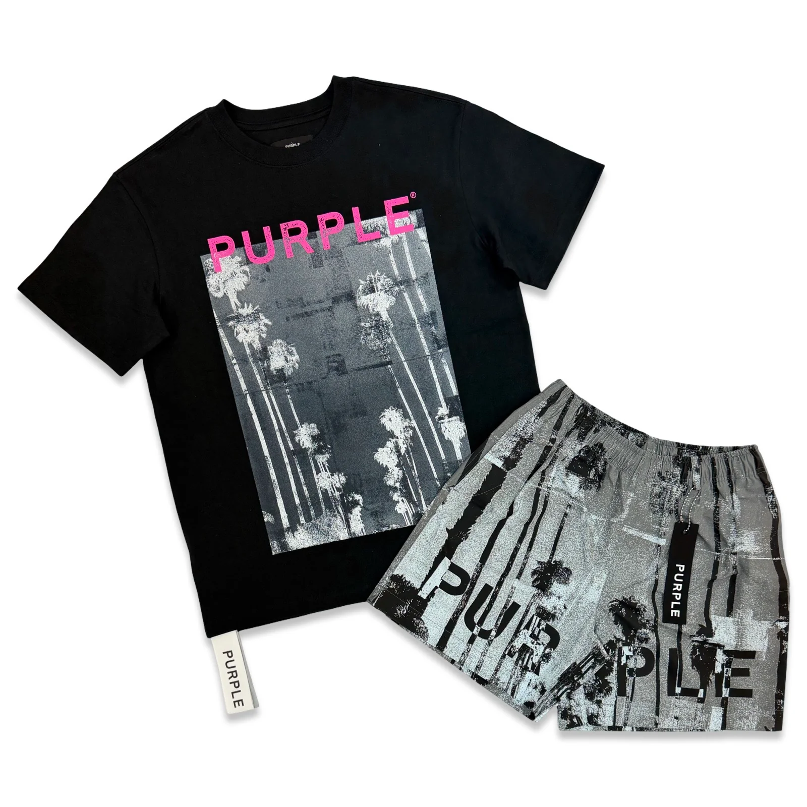 Purple Brand “Palms View” Nylon Short Set