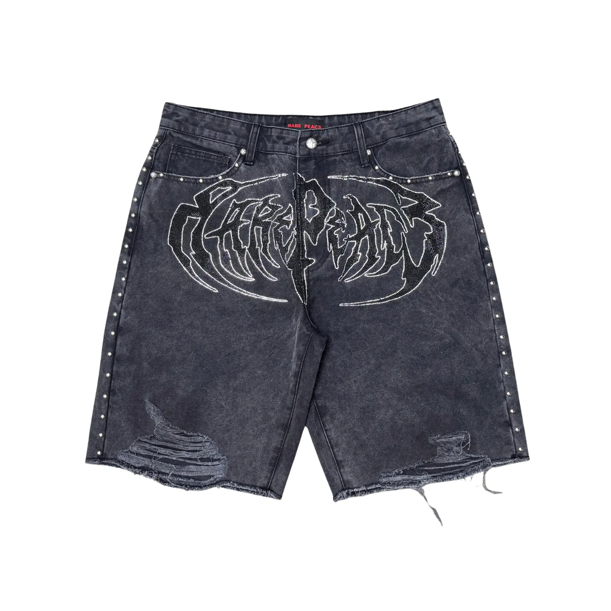 Rare Peace “Twill” Black Wash Rhinestone Short