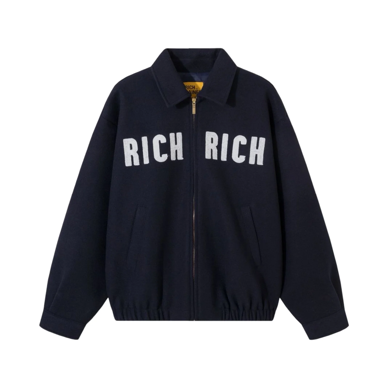 Rich Gainer Navy Wool Bomber Jacket