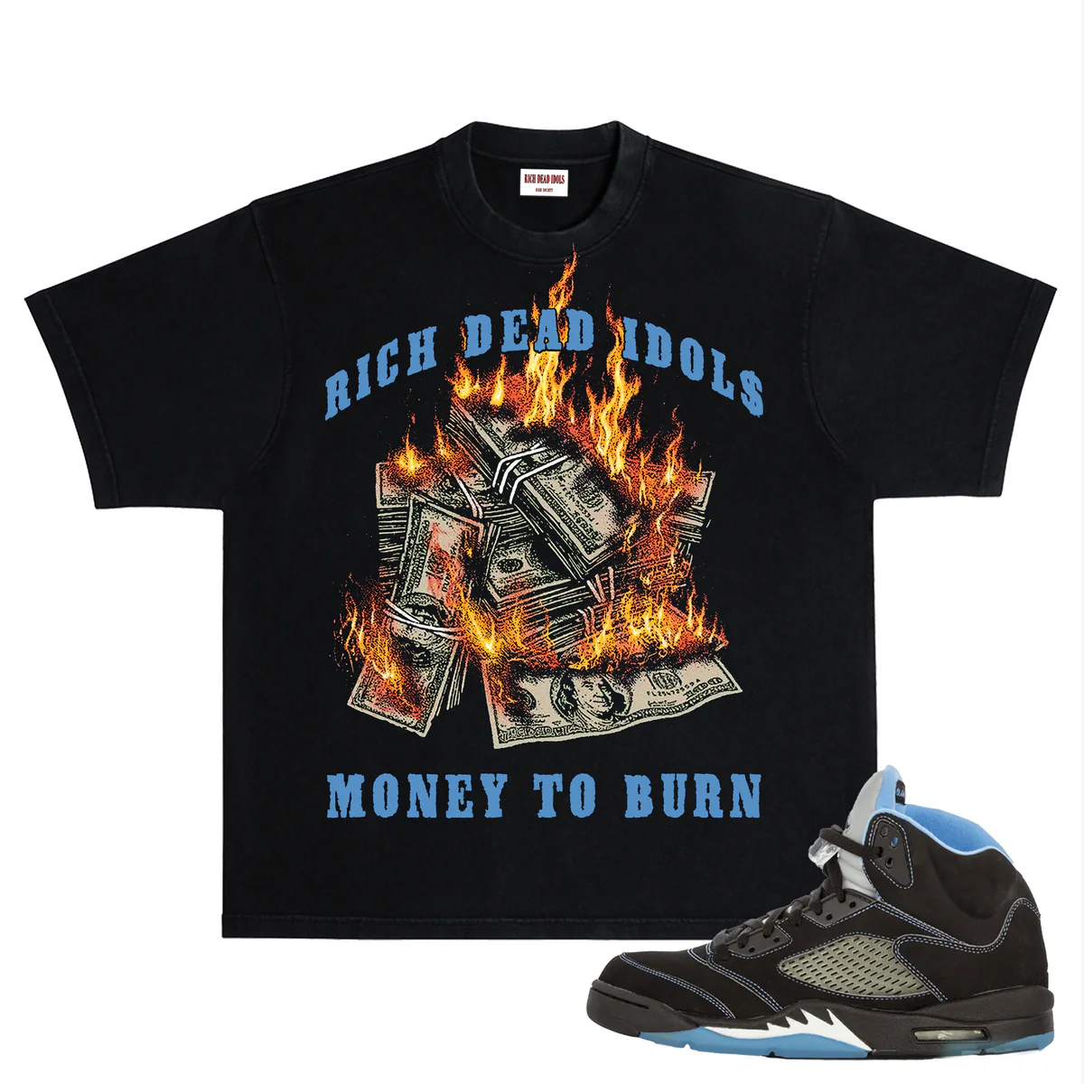 Rich Idols “Flammable” Black Tee