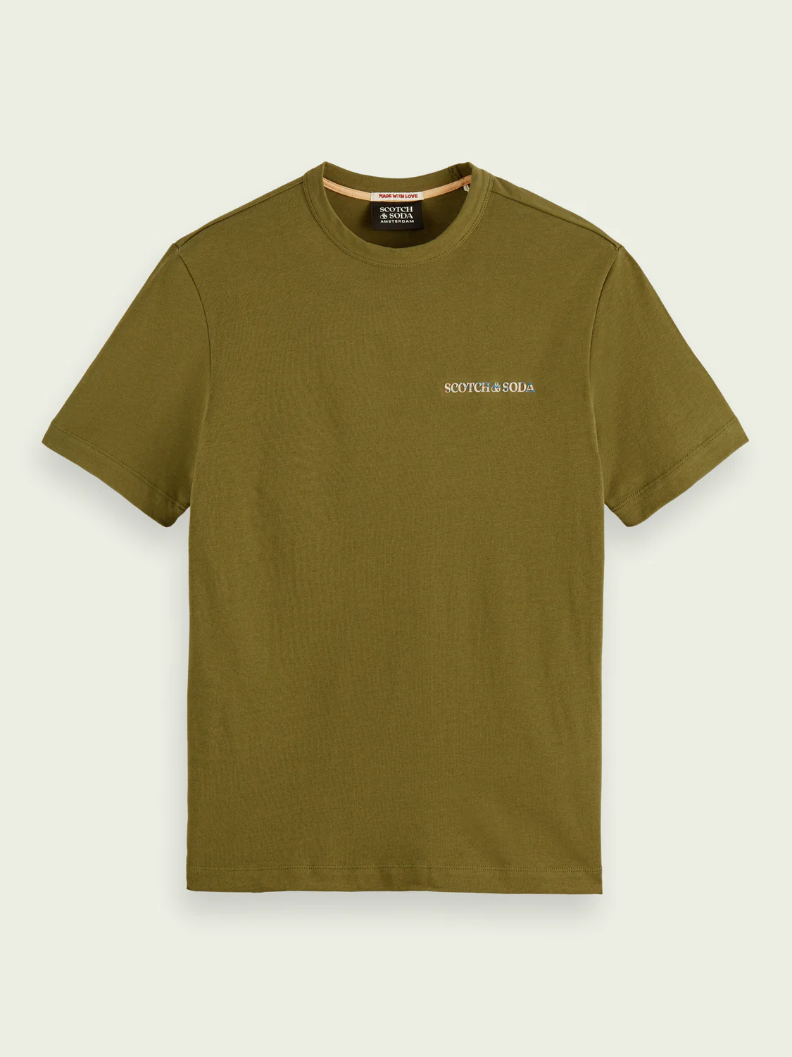 Scotch&Soda Cotton Logo Tee In Olive (166064)