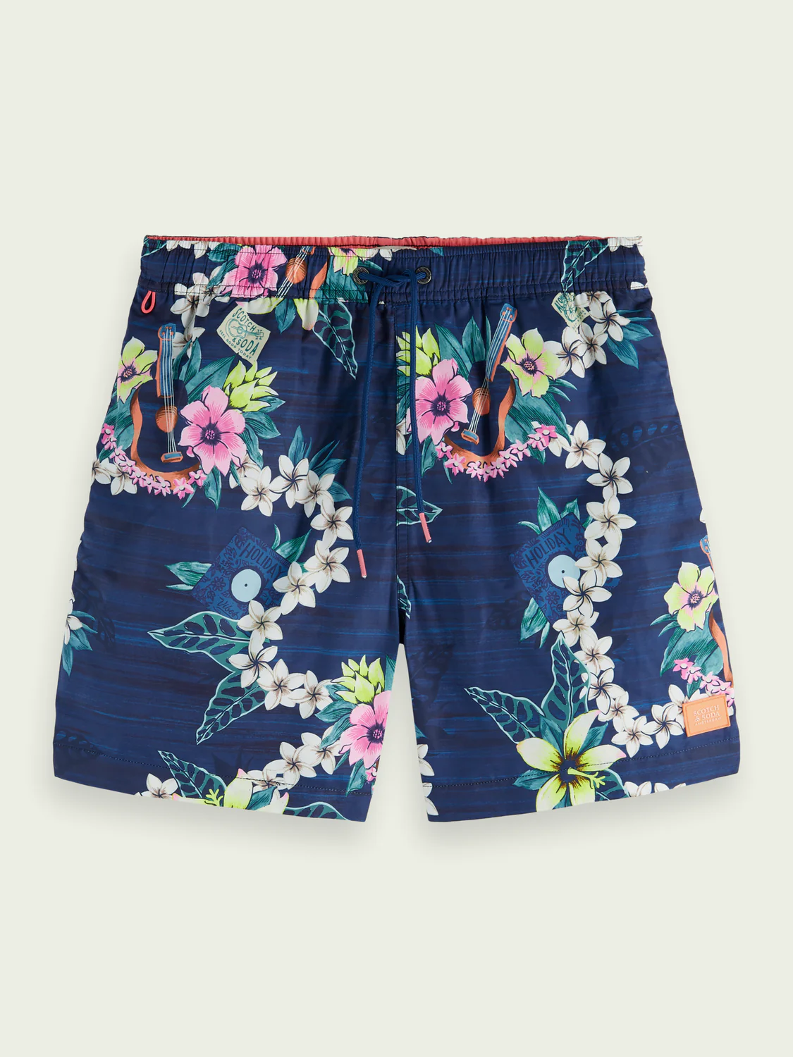 Scotch&Soda Mid Length Print Swim Shorts In Blue (166838)