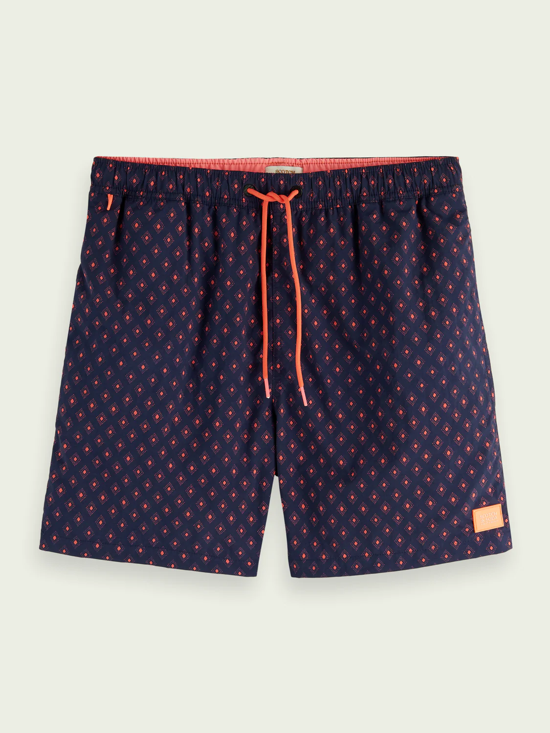 Scotch&Soda Mid Length Print Swim Shorts In Navy (166839)