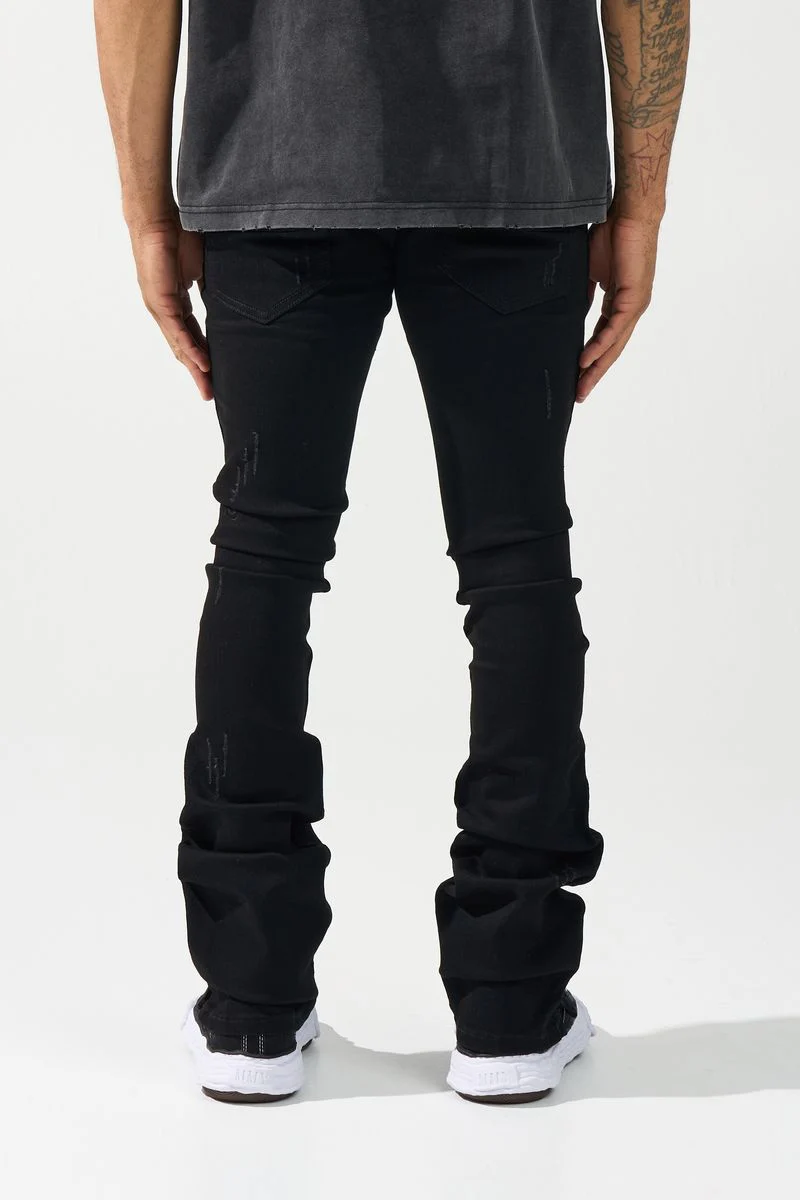 Serenede “Noir7” Jet Black Stacked Jeans - Image 3