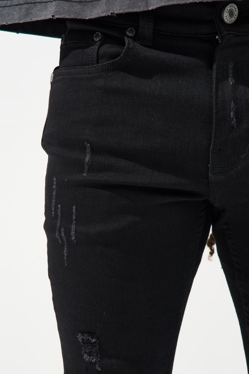 Serenede “Noir7” Jet Black Stacked Jeans - Image 4