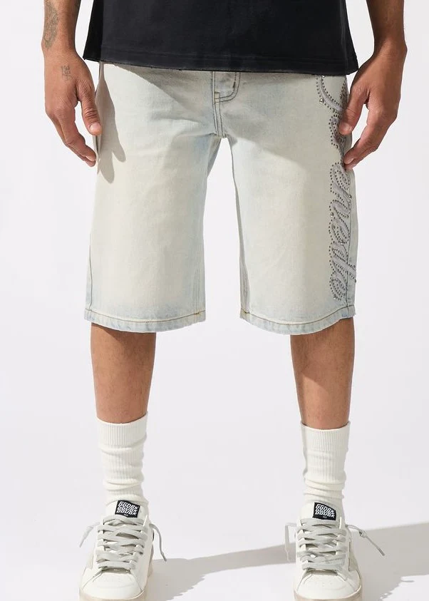 Serenede “Side Script” Light Denim Shorts - Image 2