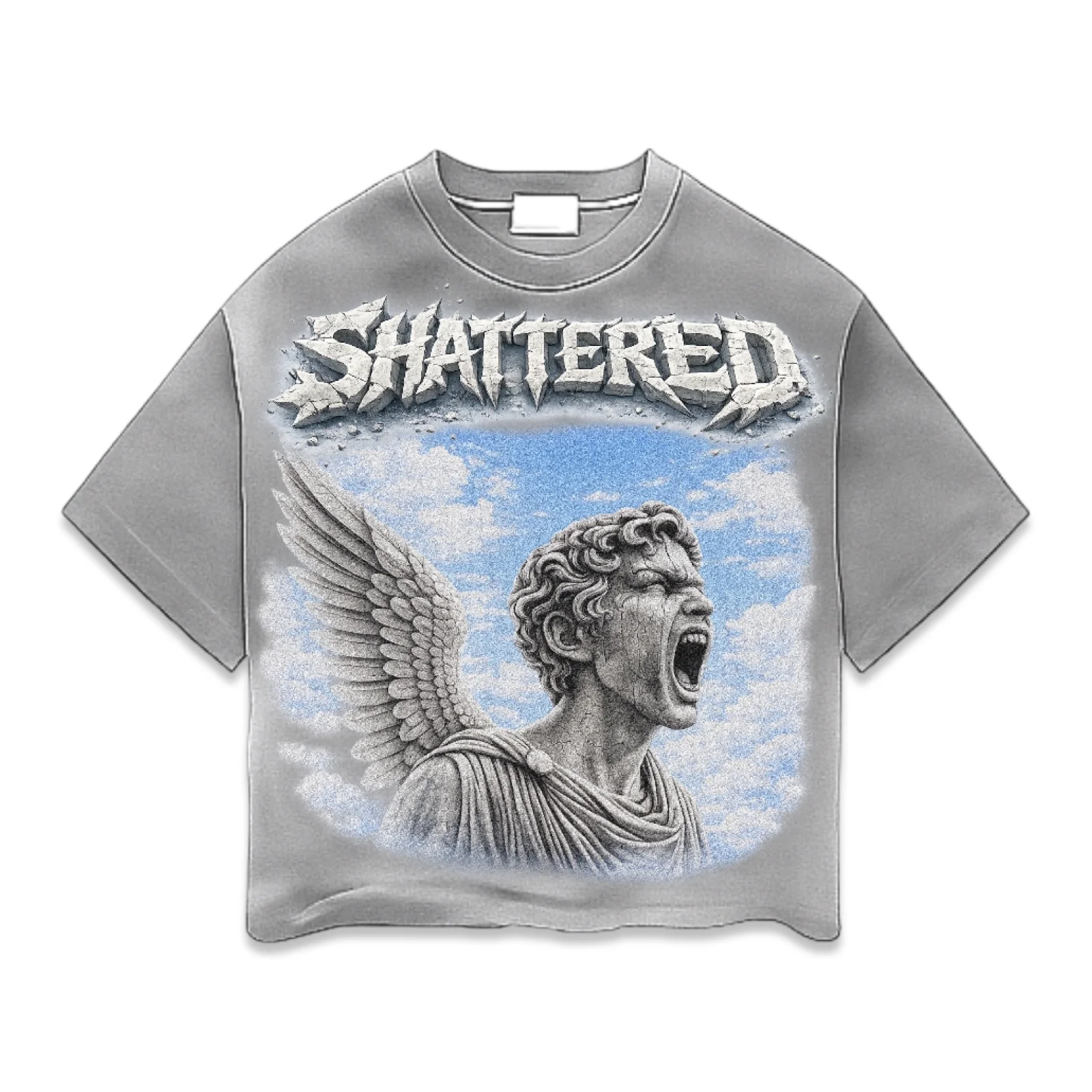 Shattered Hearts “Blue Sky” Grey Tee