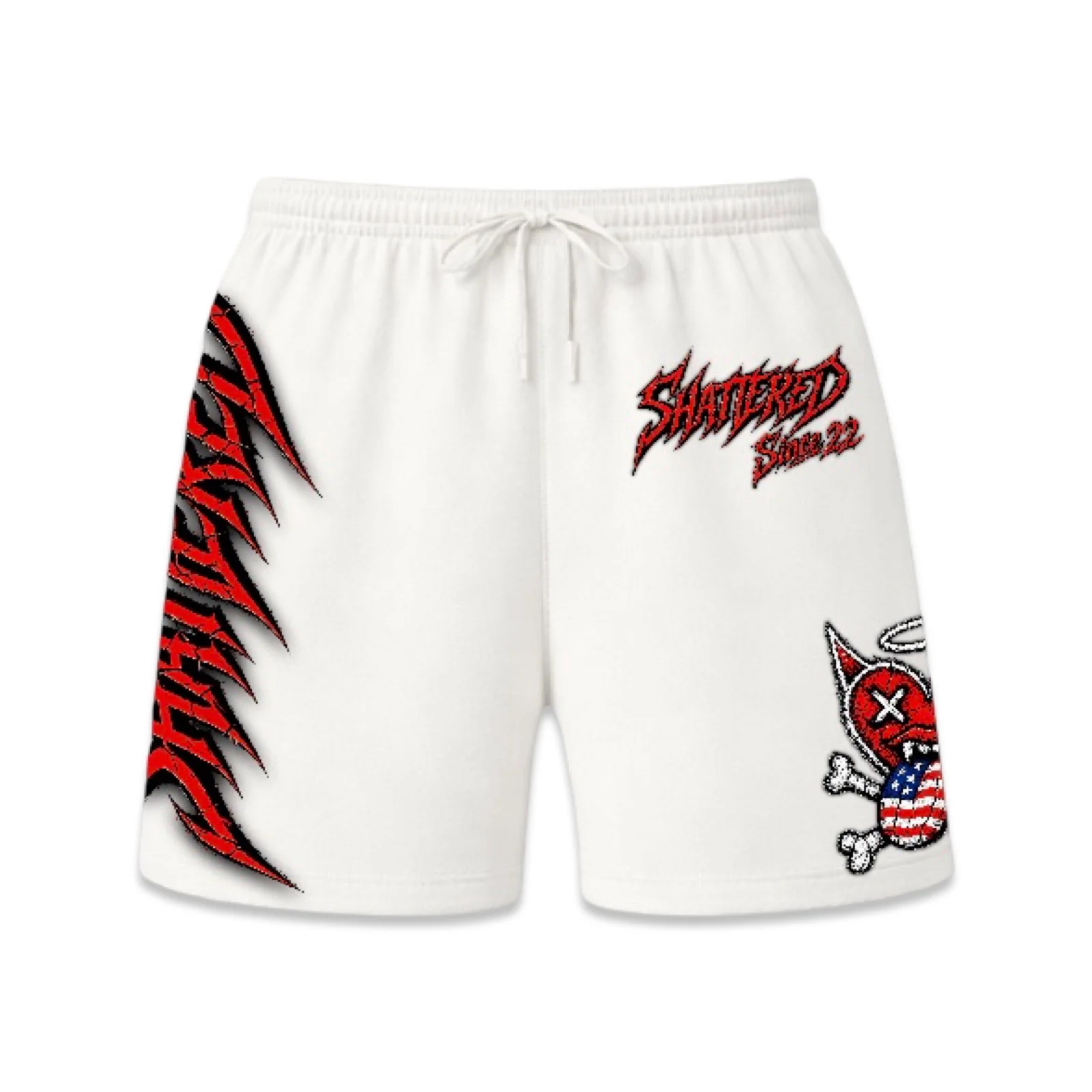 Shattered Hearts “Rolling Hearts” White Shorts