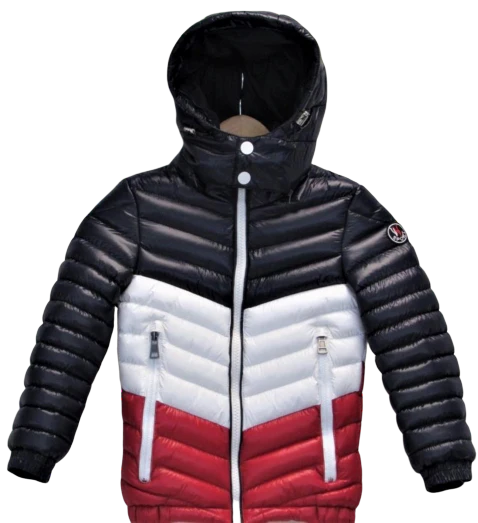 Tri Color Kids Bubble Jacket (Navy/White/Red)