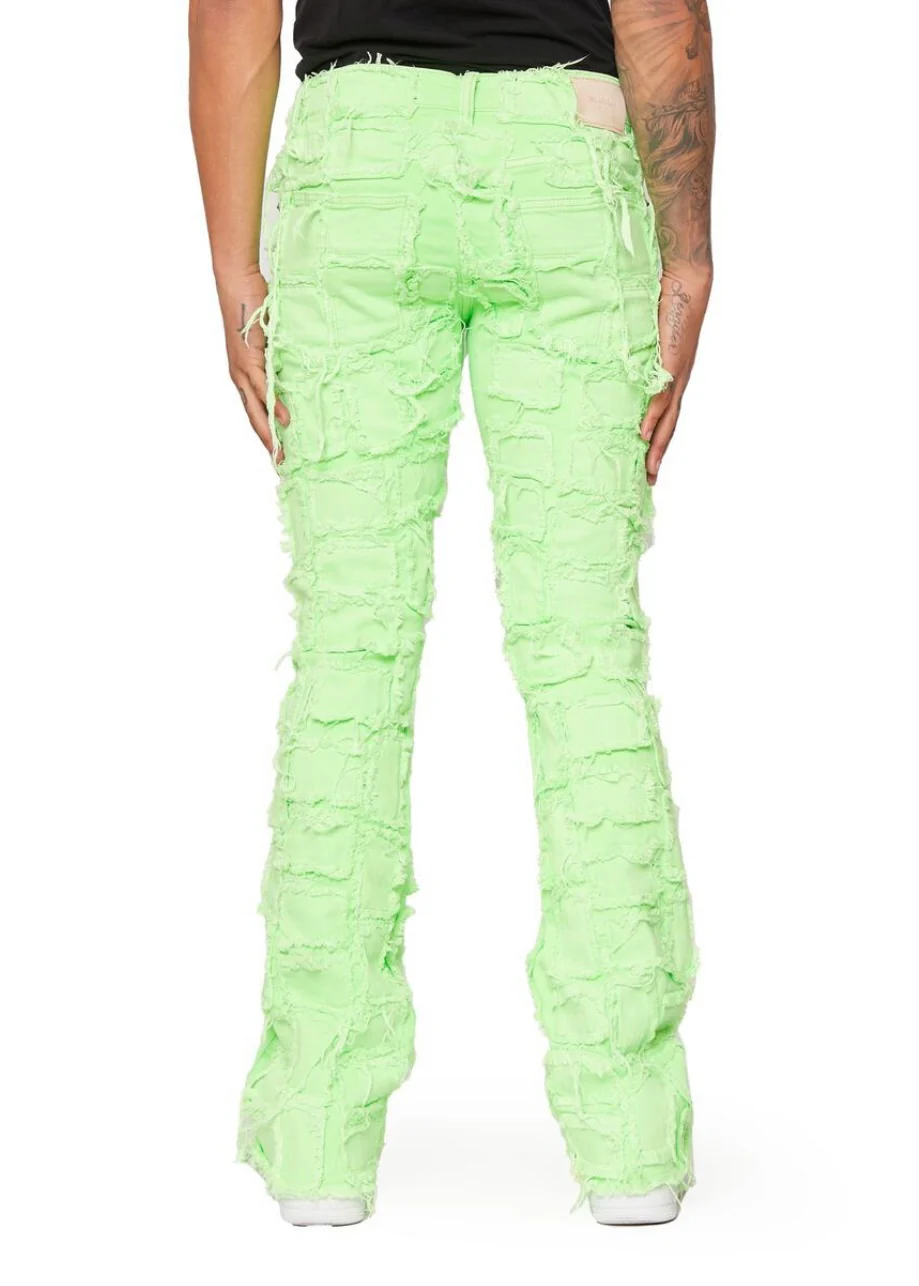 Valabasas “4444” Lime Green Stacked Jeans - Image 2