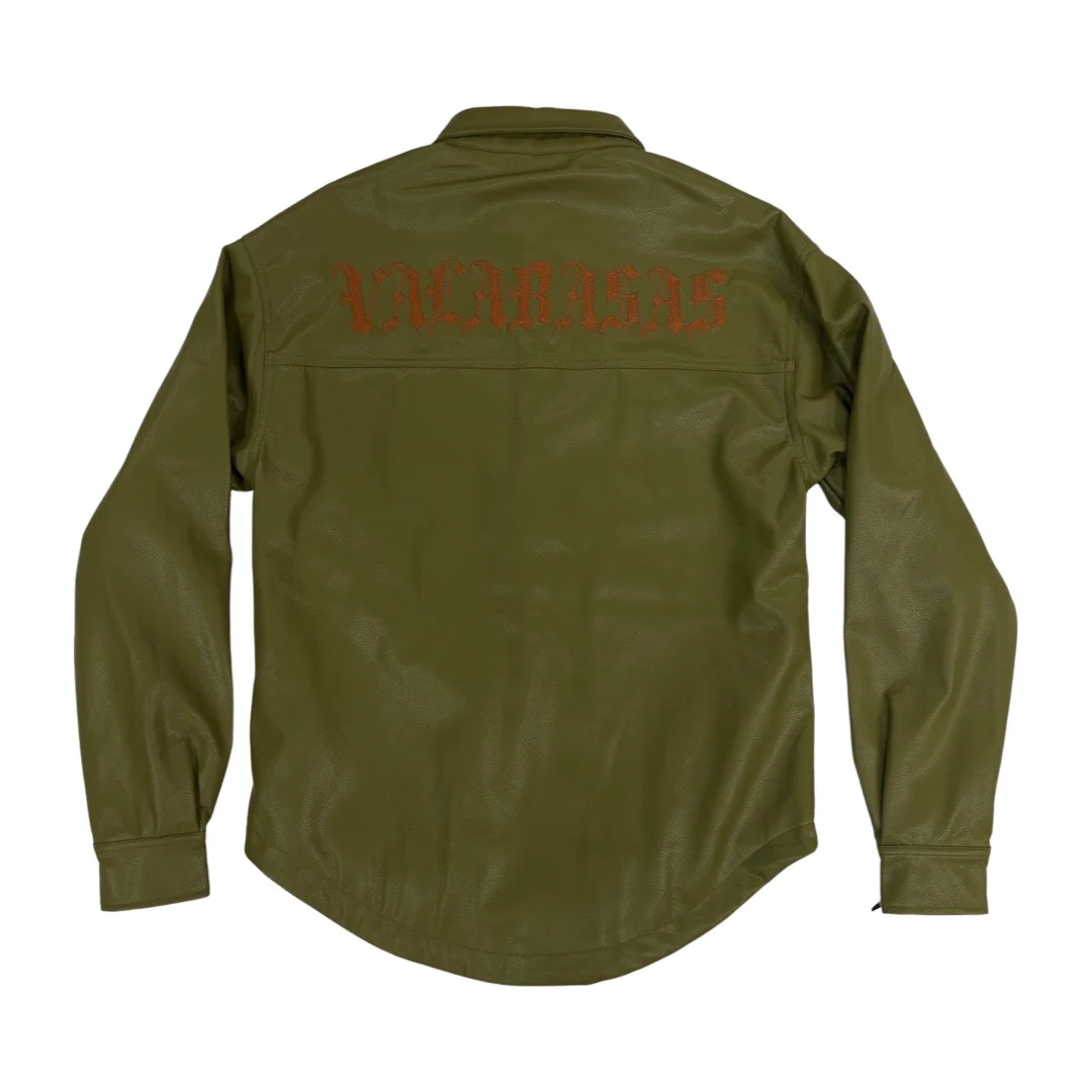 Valabasas “Solace” Olive Leather Shirt - Image 2