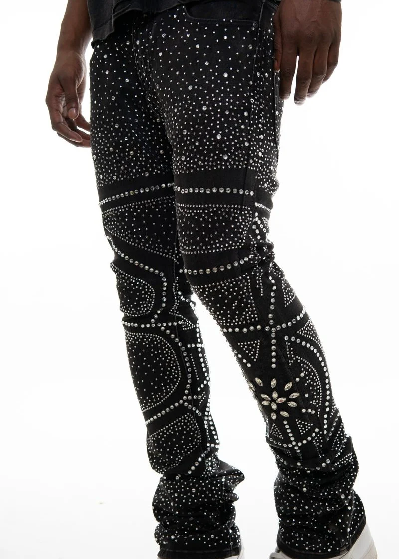 Vicious “Embellished Rhinestone” Black Flare Jeans