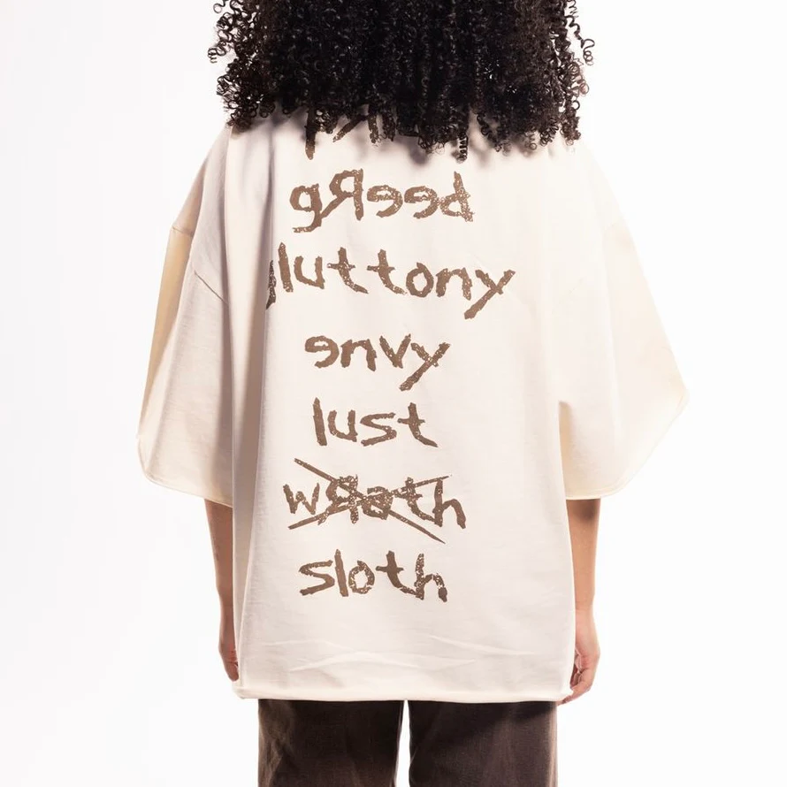 Wrathboy “7 Sins” Cream Oversized Tee - Image 2